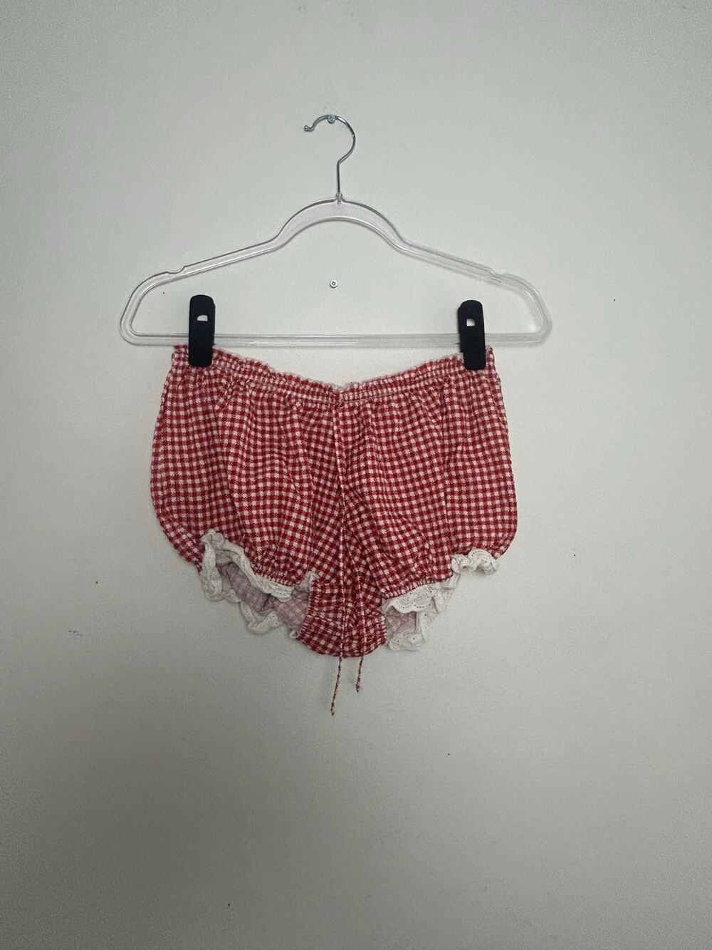 Out From Under Red Gingham Lace Trim Bloomers Shorts Small Cottagecore